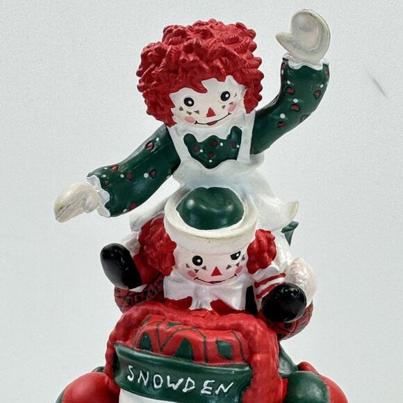 Vintage 1998 Mr Christmas Raggedy Ann & Andy Snowden Twirling Table Top Animated - Picture 10 of 13